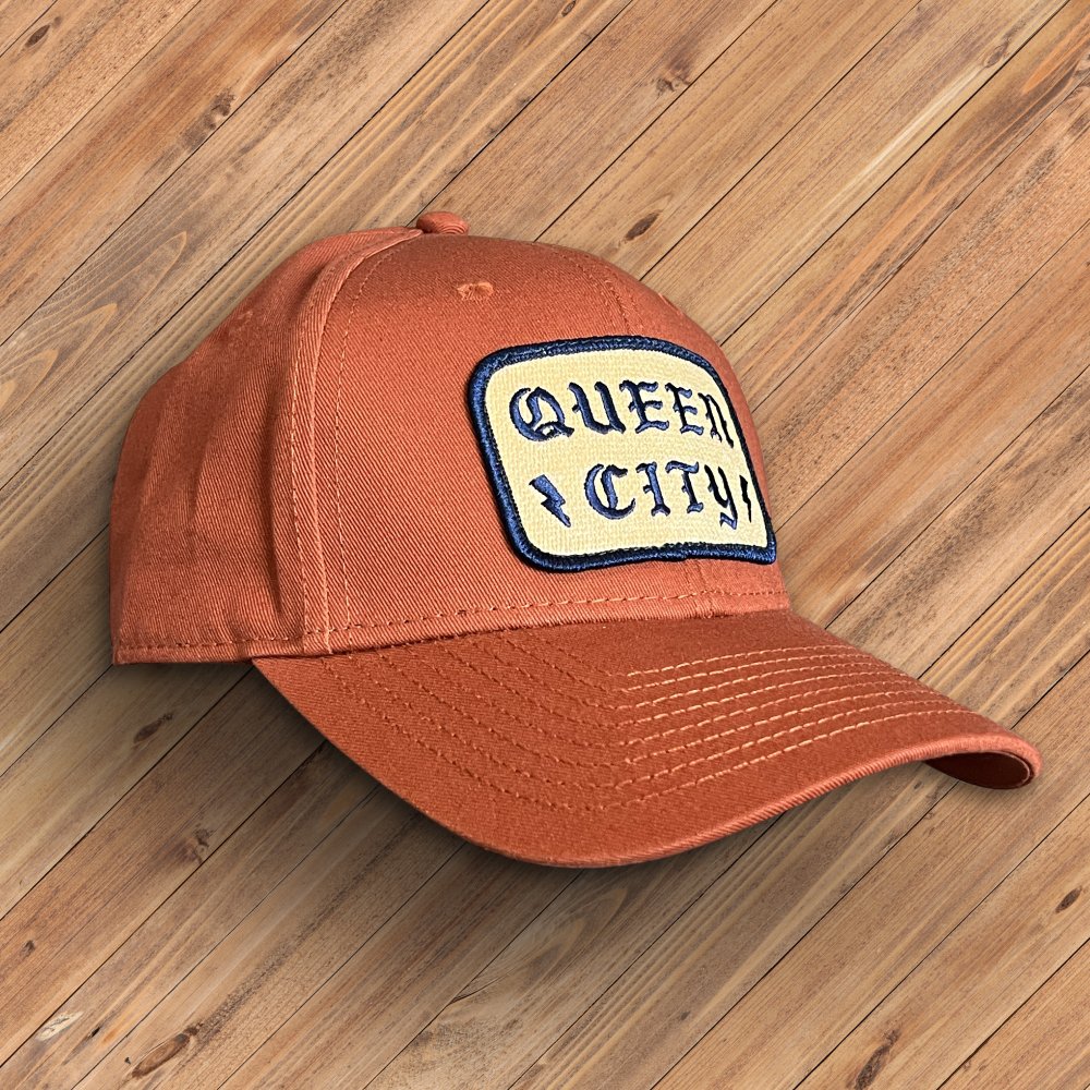 QUEEN CITY GROUNDS, EMBROIDERED MESH HAT