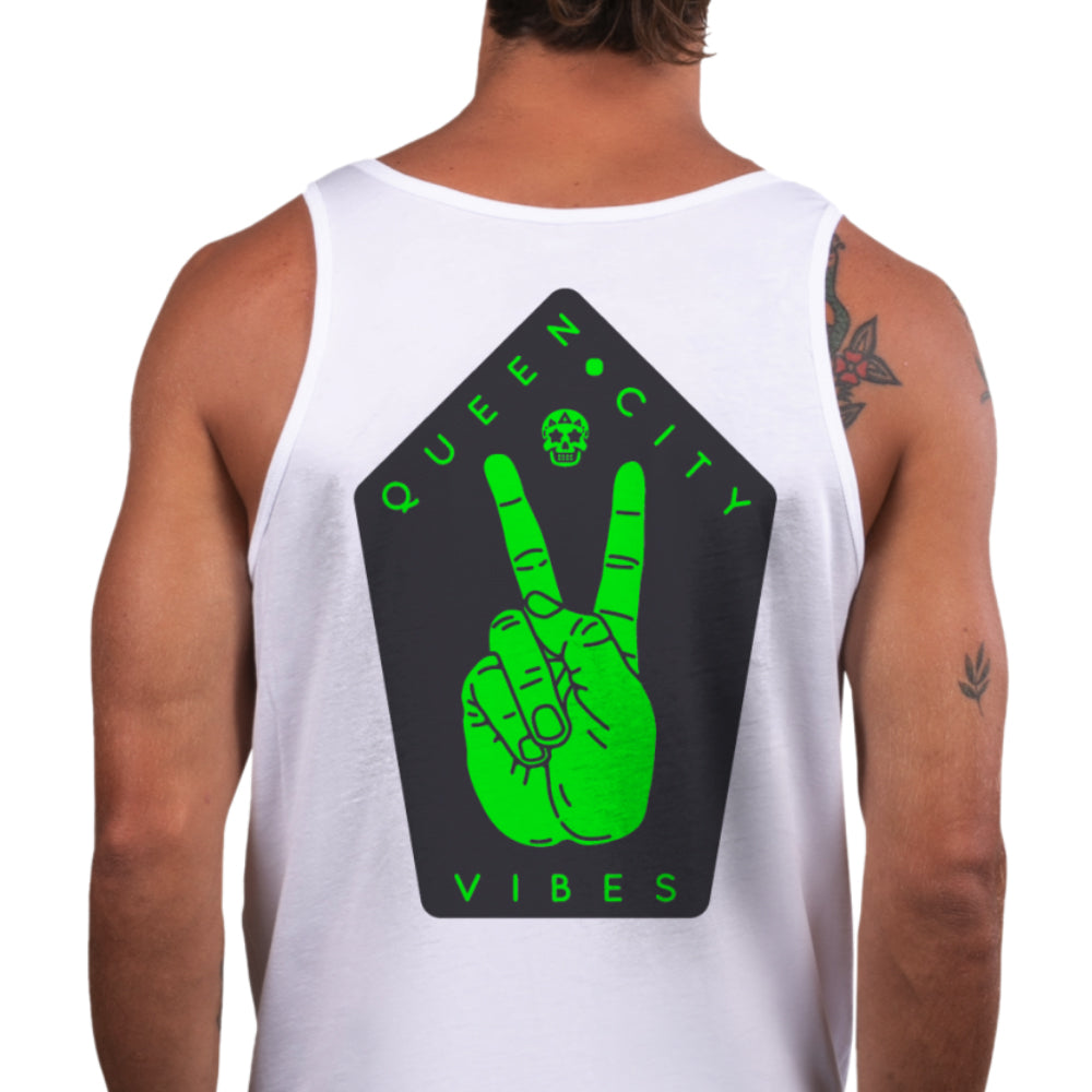 Queen City Vibes x Peace x Neon Green Tank