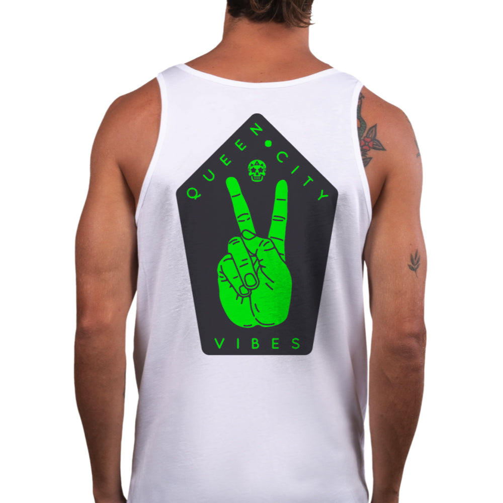 Queen City Vibes x Peace x Neon Green Tank