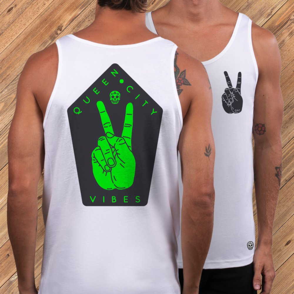 Queen City Vibes x Peace x Neon Green Tank