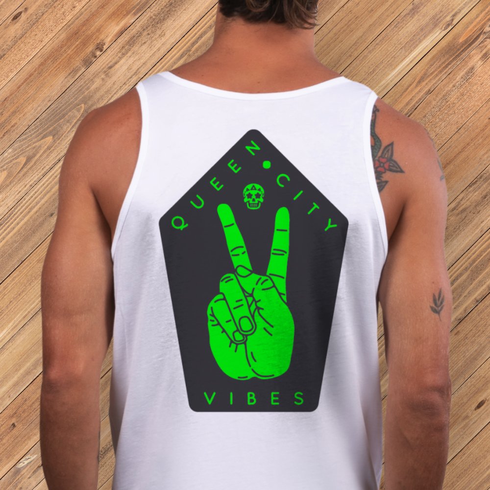 Queen City Vibes x Peace x Neon Green Tank